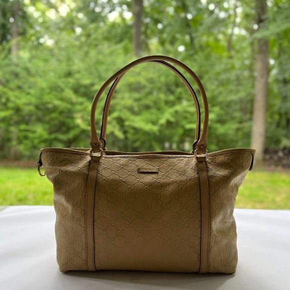 Gucci Handbags - Gucci Guccissima Leather Tote in Beige